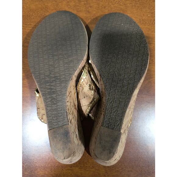 Jack Rogers Gold Metallic Leather Cork Wedge Sandals - Picture 7 of 8